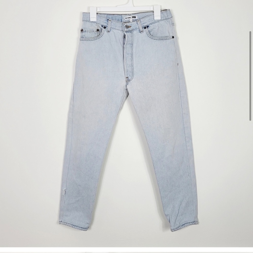 Re/done high rise 50's cigarette slim jeans in light wash